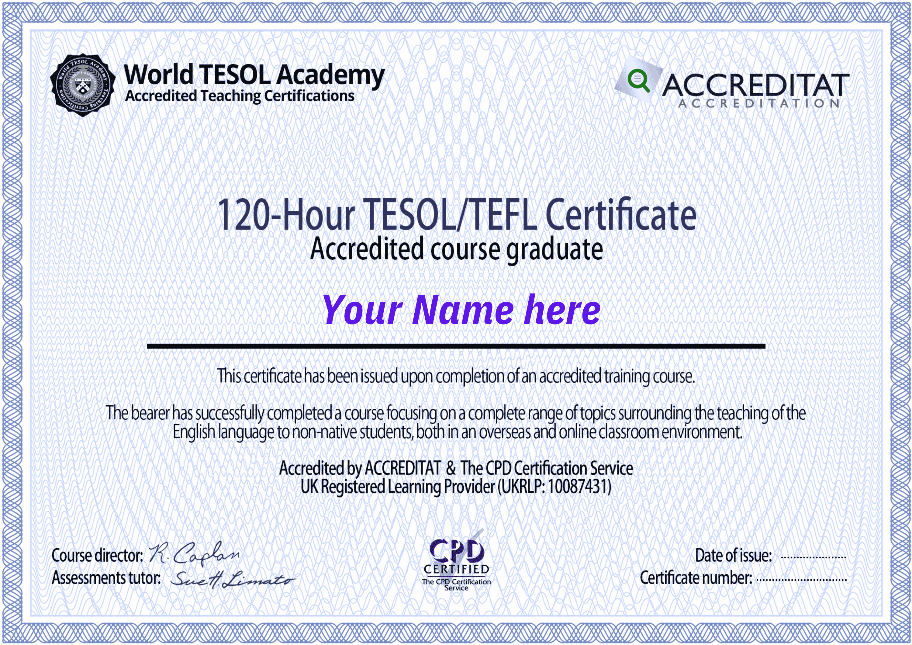 120-hour TESOL/TEFL course